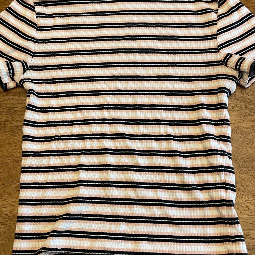 H&M Black and White Striped Short Sleeve Tee
